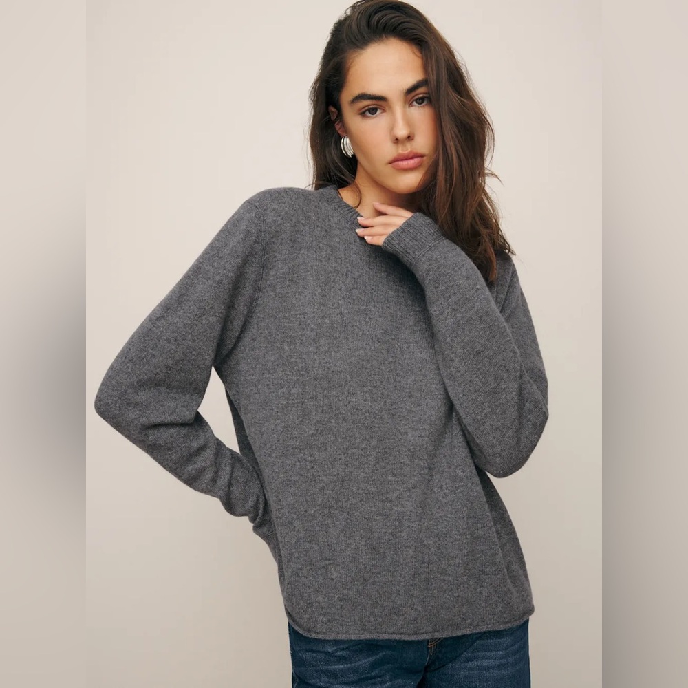 Reformation Cashmere Boyfriend Sweater in Thunder